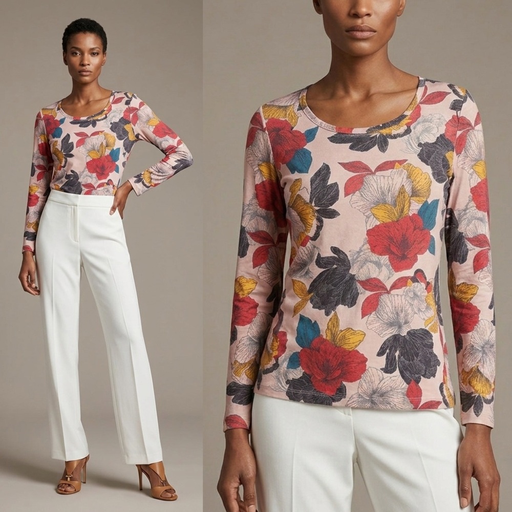 Anatomie Juliana Long Sleeve Top in Secret Garden Sz Small